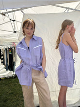 Load image into Gallery viewer, Purple Oversized Linen sleeveless Shirt
