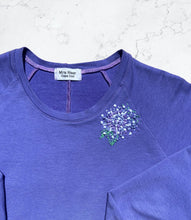 Load image into Gallery viewer, Lavender Purple Sweater with a Hydrangea Hand Embroidery
