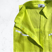 Load image into Gallery viewer, Chartreuse Oversized Linen sleeveless Shirt
