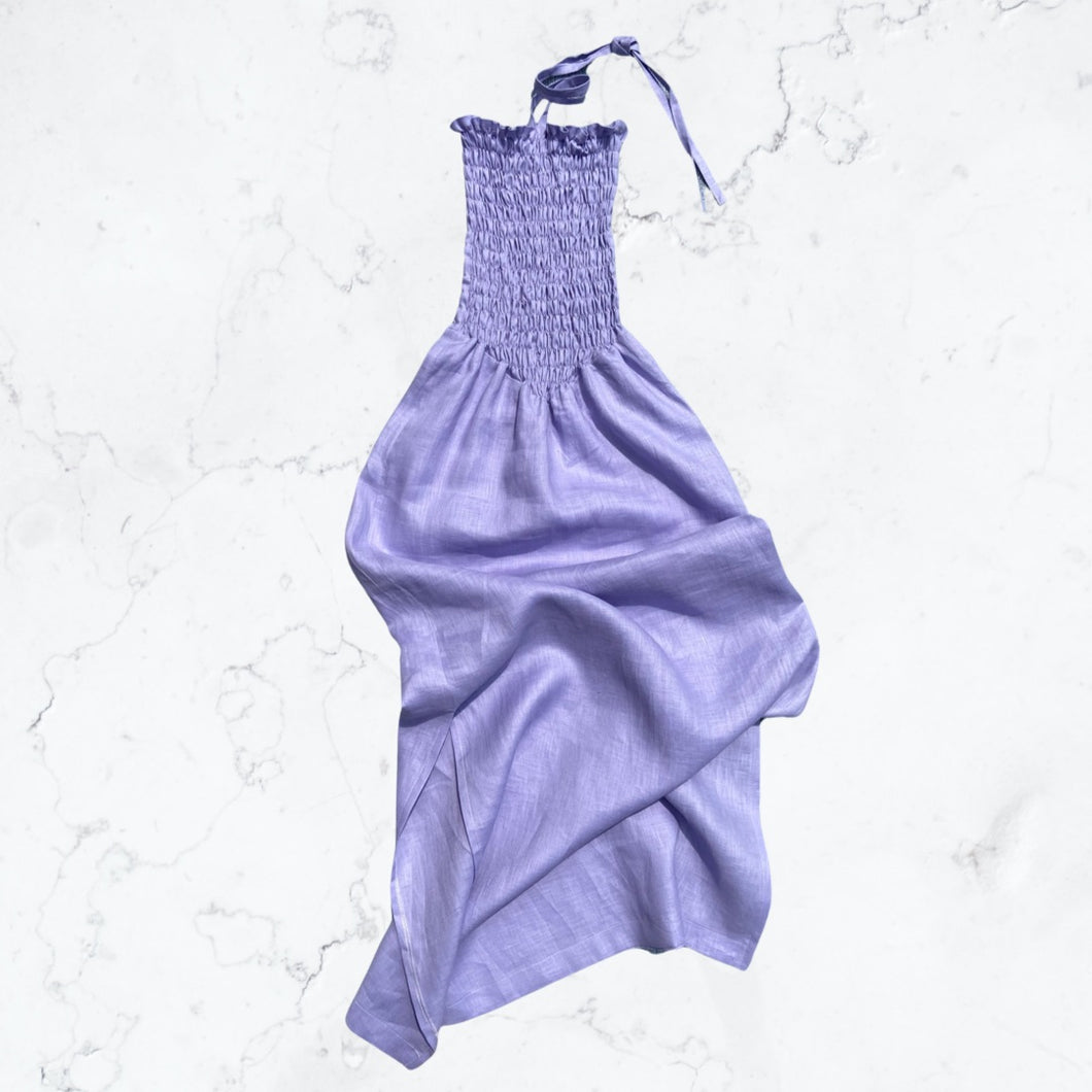 Purple Long Dress with Elastic Top