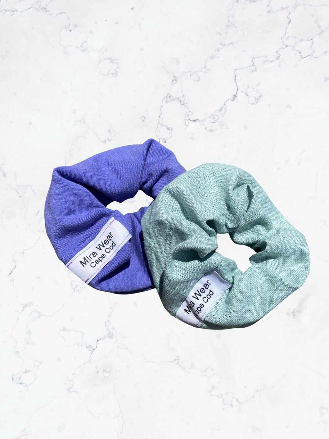 Mint Green Linen Branded Scrunchie