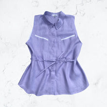 Load image into Gallery viewer, Purple Oversized Linen sleeveless Shirt
