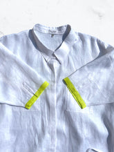 Load image into Gallery viewer, White Oversized Linen Shirt with Neon details
