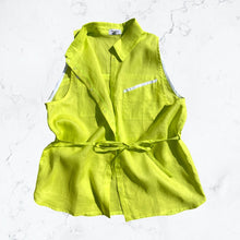 Load image into Gallery viewer, Chartreuse Oversized Linen sleeveless Shirt
