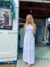 Load image into Gallery viewer, Pure White Long Linen Dress with Elastic Top
