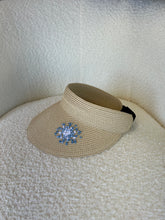 Load image into Gallery viewer, Straw Visor Hat with Hydrangea Embroidery
