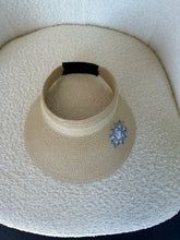 Load image into Gallery viewer, Straw Visor Hat with Hydrangea Embroidery
