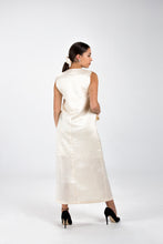 Load image into Gallery viewer, Golden Linen Ankle Length Dress with Oversized Pocket and Embroidery
