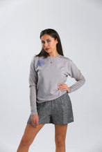 Load image into Gallery viewer, Cloud Grey Sweater with Hydrangea Embroidery
