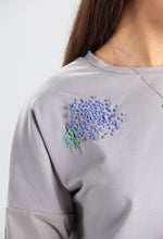 Load image into Gallery viewer, Cloud Grey Sweater with Hydrangea Embroidery
