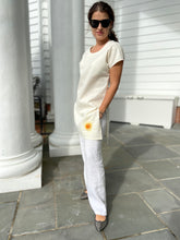 Load image into Gallery viewer, Off white Linen Tunic with a Sun Embroidery
