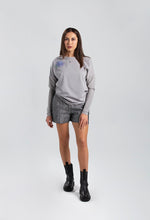 Load image into Gallery viewer, Cloud Grey Sweater with Hydrangea Embroidery
