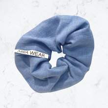 Load image into Gallery viewer, Azzuro Blue Linen Branded Scrunchie

