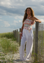 Load image into Gallery viewer, Hot Pink and Blue Coral Linen Crop Top
