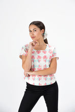 Load image into Gallery viewer, Hot Pink Coral Print Short Sleeve Linen/Cotton Shirt
