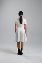 Load image into Gallery viewer, White Ribbed Cotton Classic Dress with Handmade Hydrangeas Embroidery
