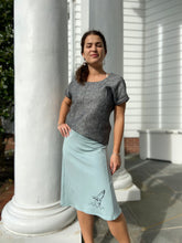 Load image into Gallery viewer, Pastel Mint Organic Cotton flare Skirt with Whale Hand Embroidery
