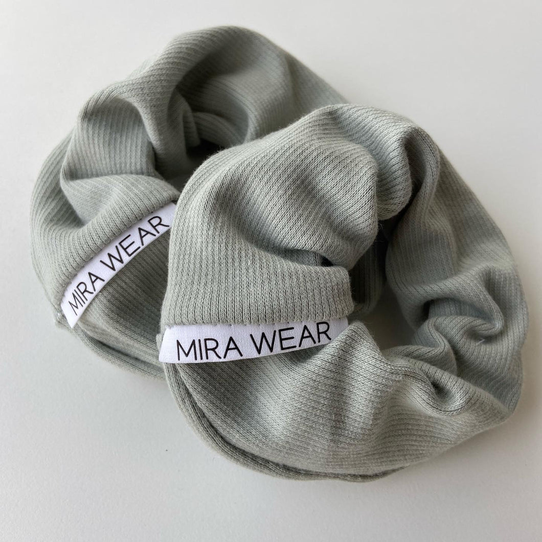 Sage Ribbed Organic Cotton Branded Scrunchie